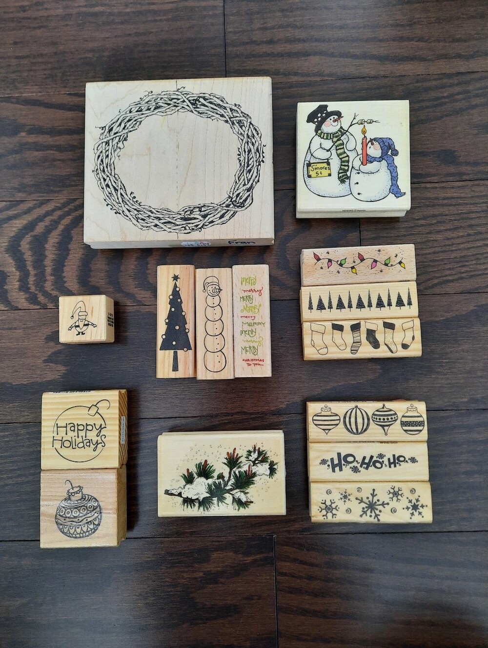 Wooden Holiday/Christmas Stamp Set